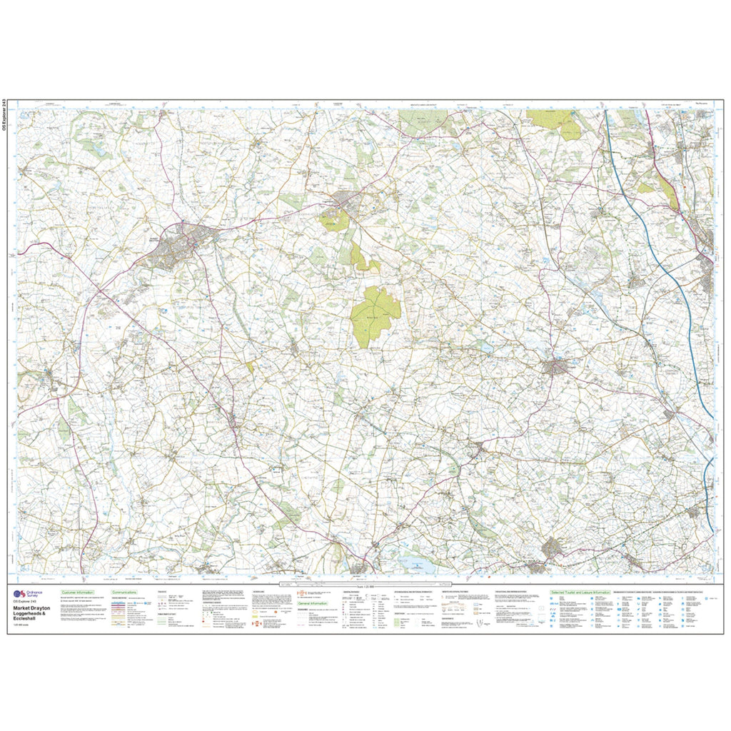 Explorer 243 Market Drayton Loggerheads  Eccleshall Map With Digital Version