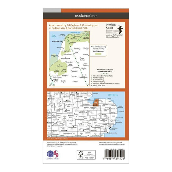 Explorer 250 Norfolk Coast West Map With Digital Version