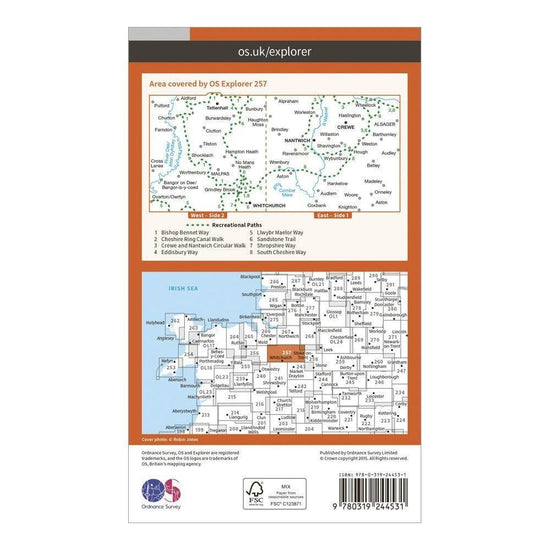 Explorer 257 Crewe  Nantwich Map With Digital Version