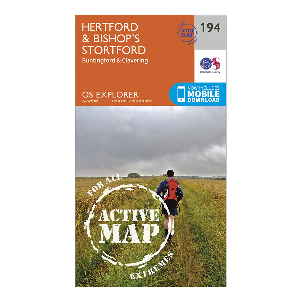 Explorer Active 194 Hertford & Bishop's Stortford Map With Digital Version