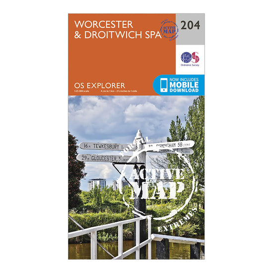 Explorer Active 204 Worcester & Droitwich Spa Map With Digital Version