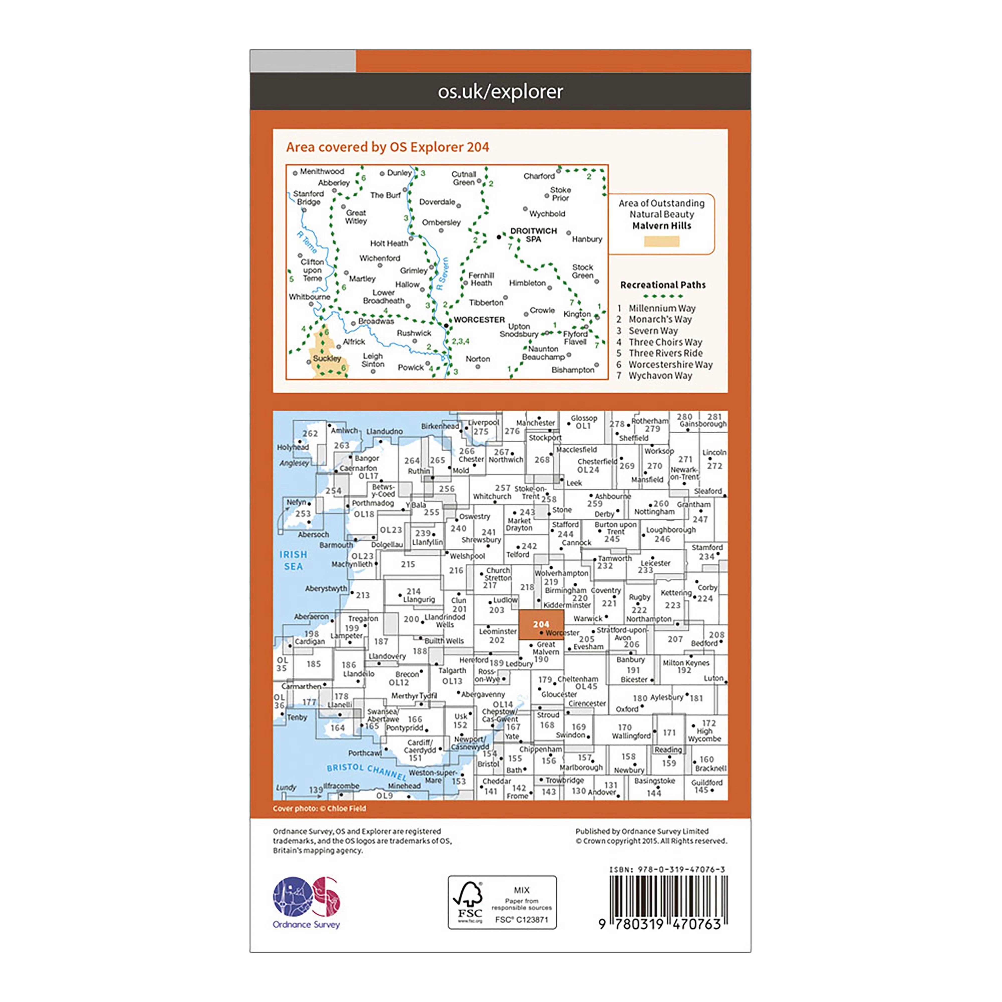Explorer Active 204 Worcester & Droitwich Spa Map With Digital Version