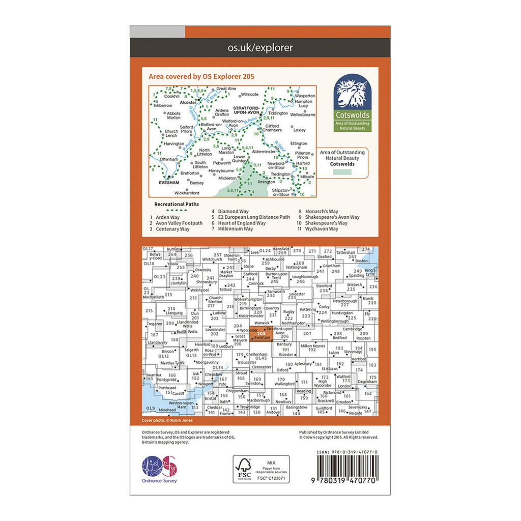 Explorer Active 205 Stratford-upon-Avon & Evesham Map With Digital Version