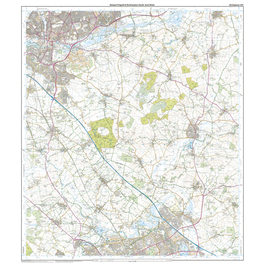Explorer Active 207 Newport Pagnell & Northampton South Map With Digital Version