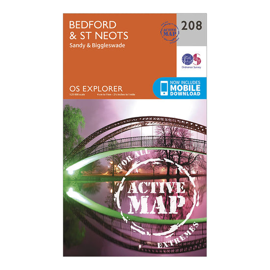 Explorer Active 208 Bedford  St Neots Map With Digital Version