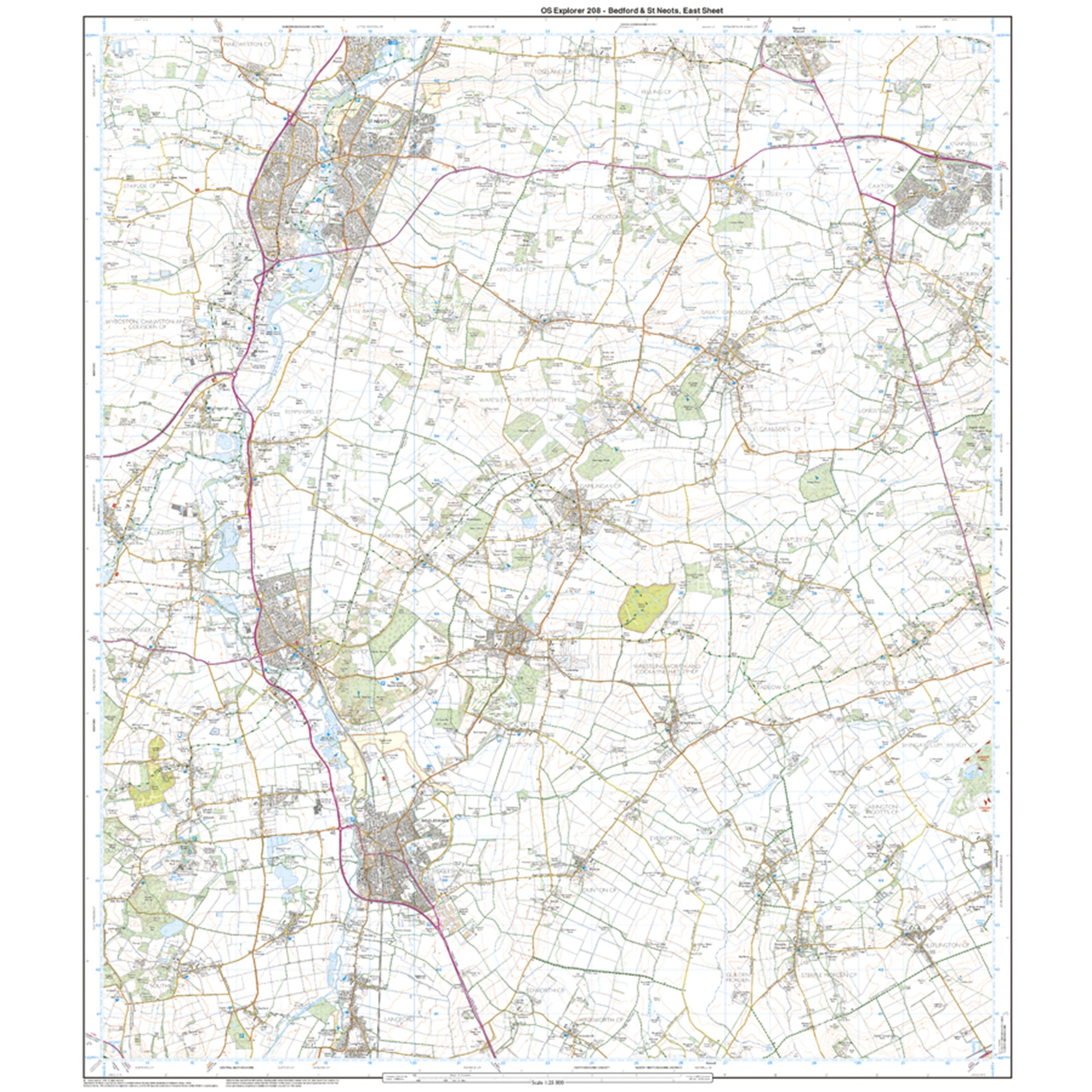 Explorer Active 208 Bedford  St Neots Map With Digital Version