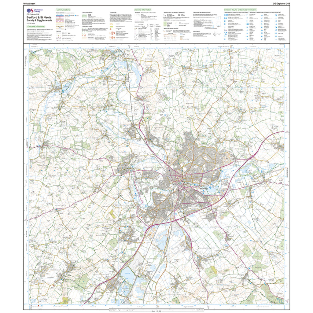 Explorer Active 208 Bedford  St Neots Map With Digital Version