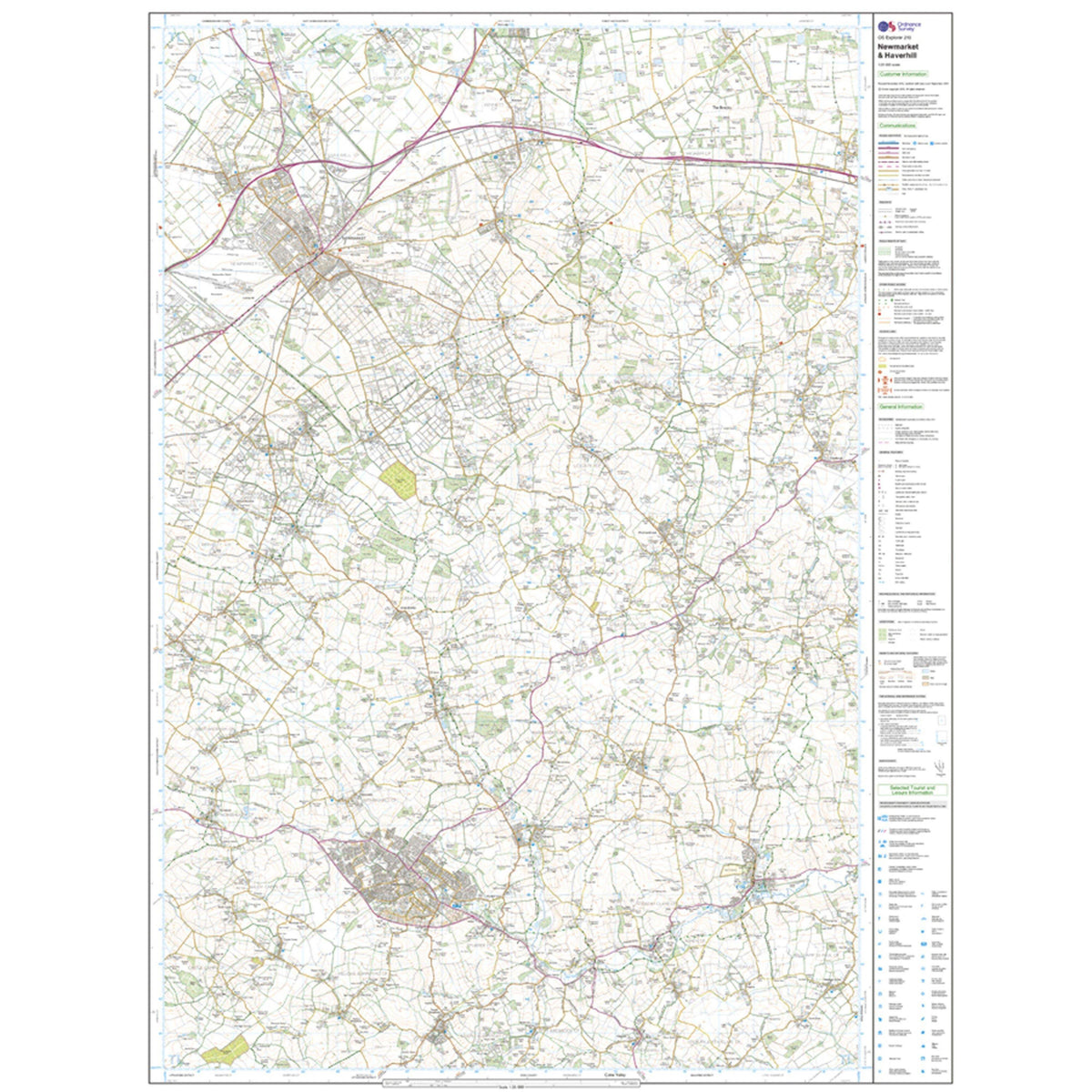 Explorer 210 Newmarket & Havehill, Barrow, Clare & Kedington Map With Digital Version