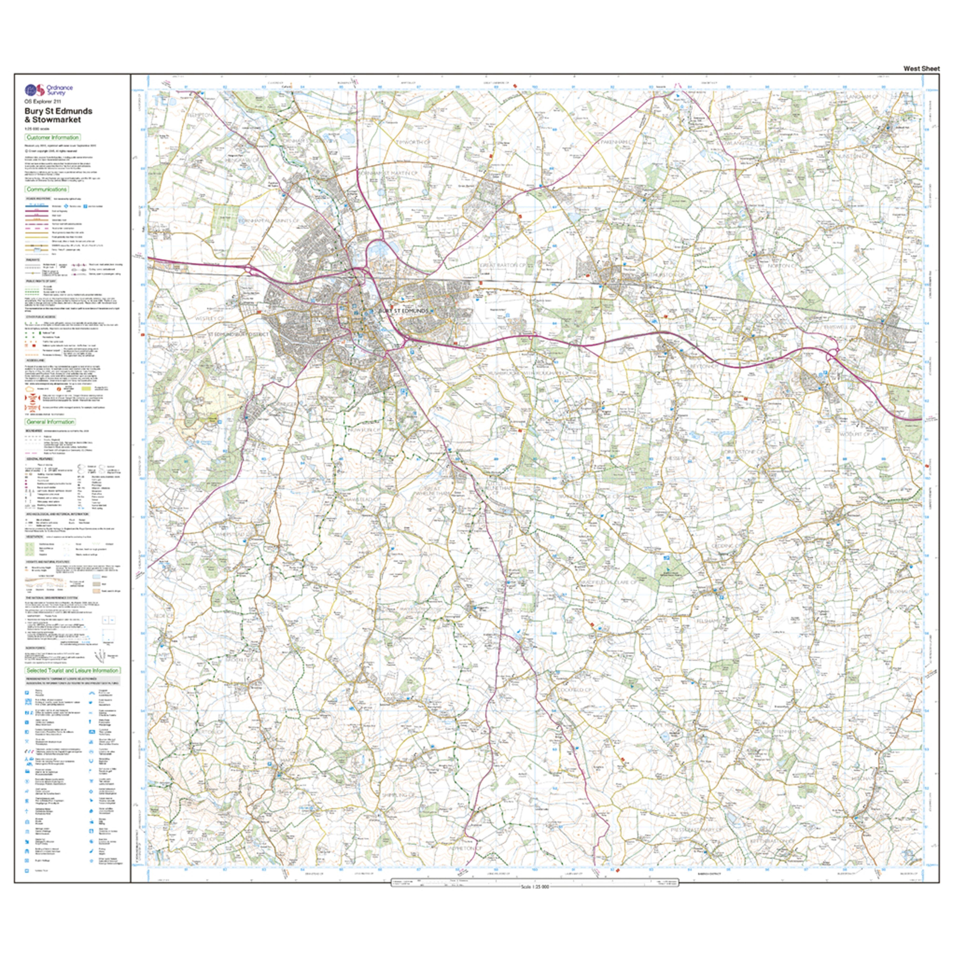 Explorer Active 211 Bury St Edmunds & Stowmarket Map With Digital Version