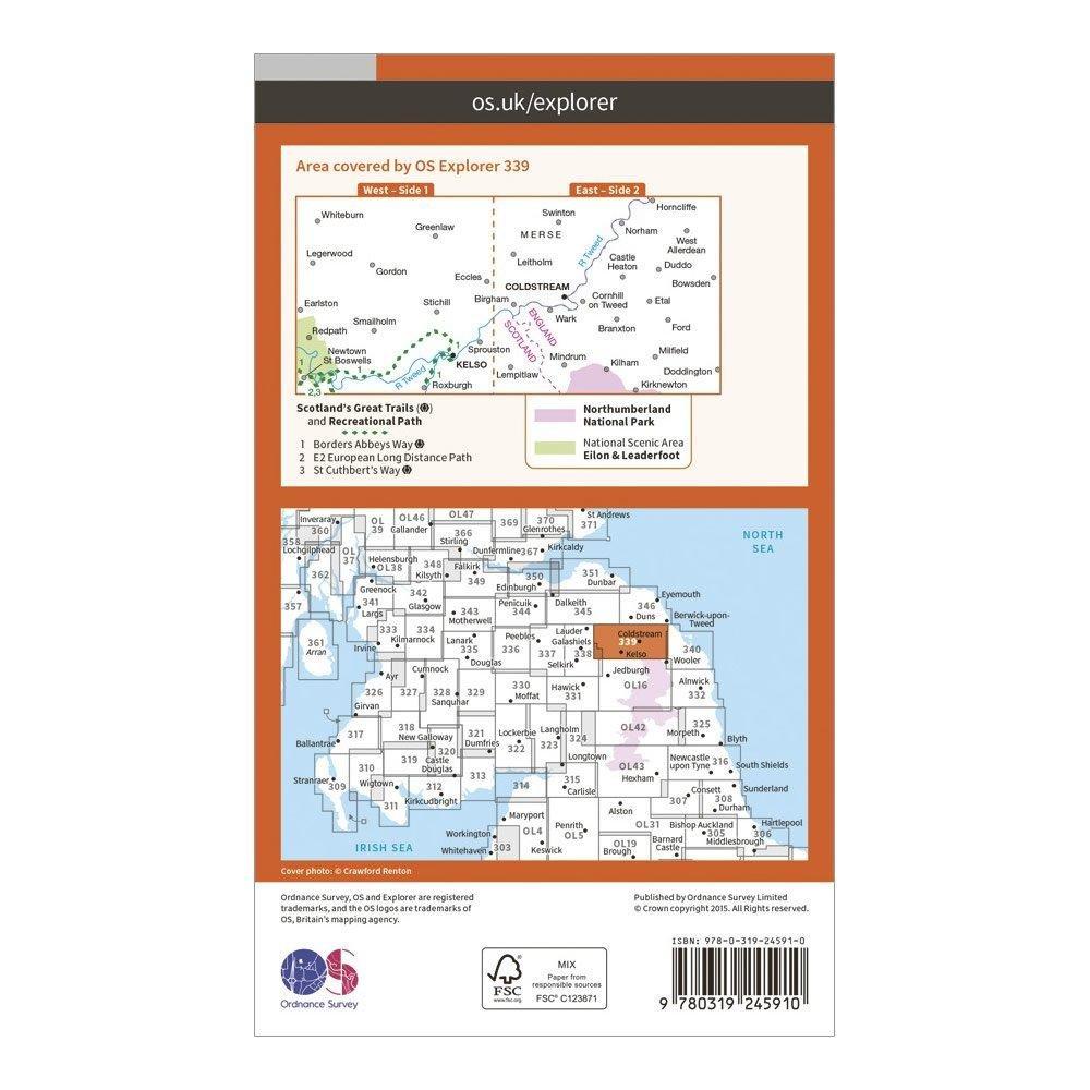 Explorer 339 Kelso, Coldstream & Lower Tweed Valley Map With Digital Version