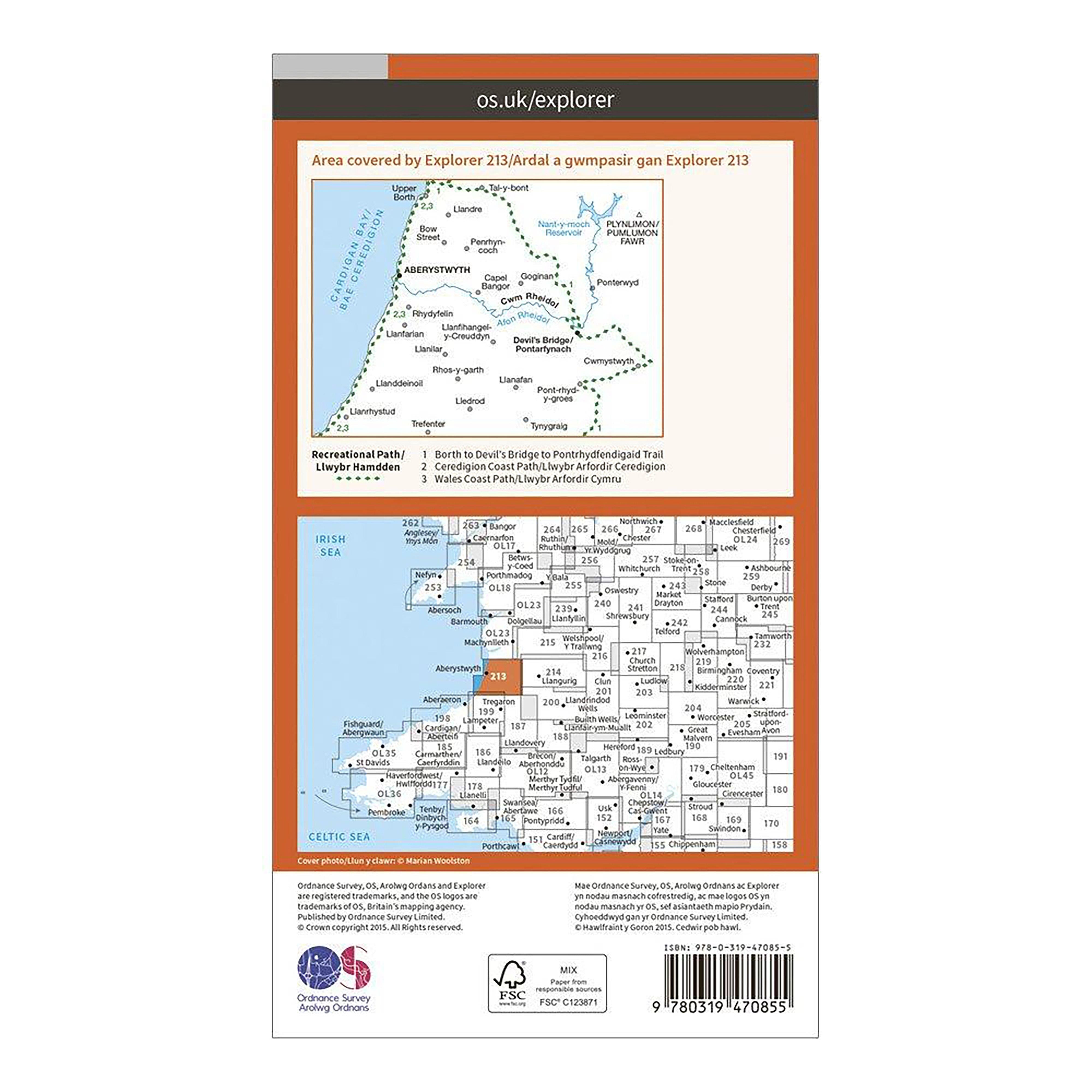 Explorer Active 213 Aberystwyth & Cwn Rheidol Map With Digital Version
