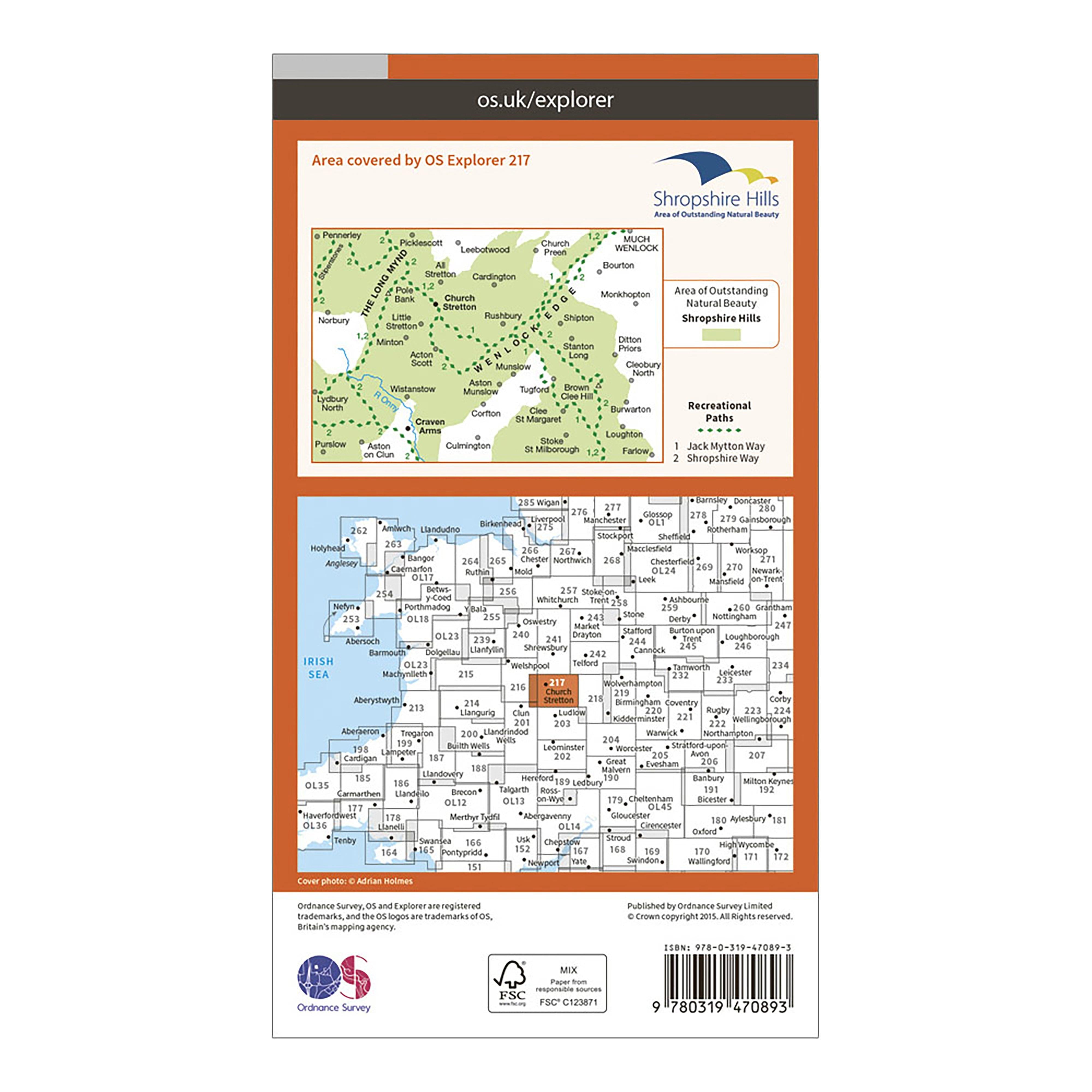 Explorer Active 217 The Long Mynd  Wenlock Edge Map With Digital Version