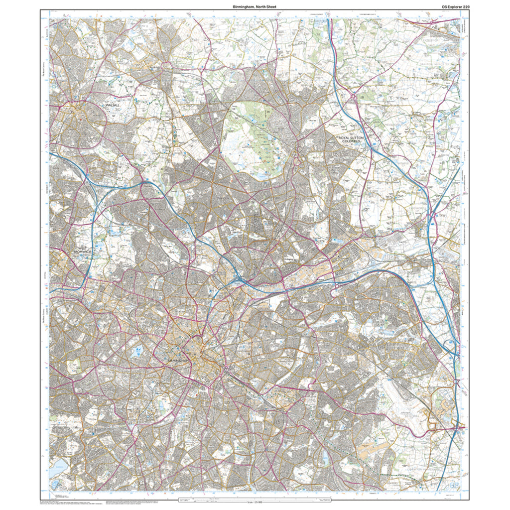 Explorer Active 220 Birmingham, Walsall, Solihull & Redditch Map With Digital Version