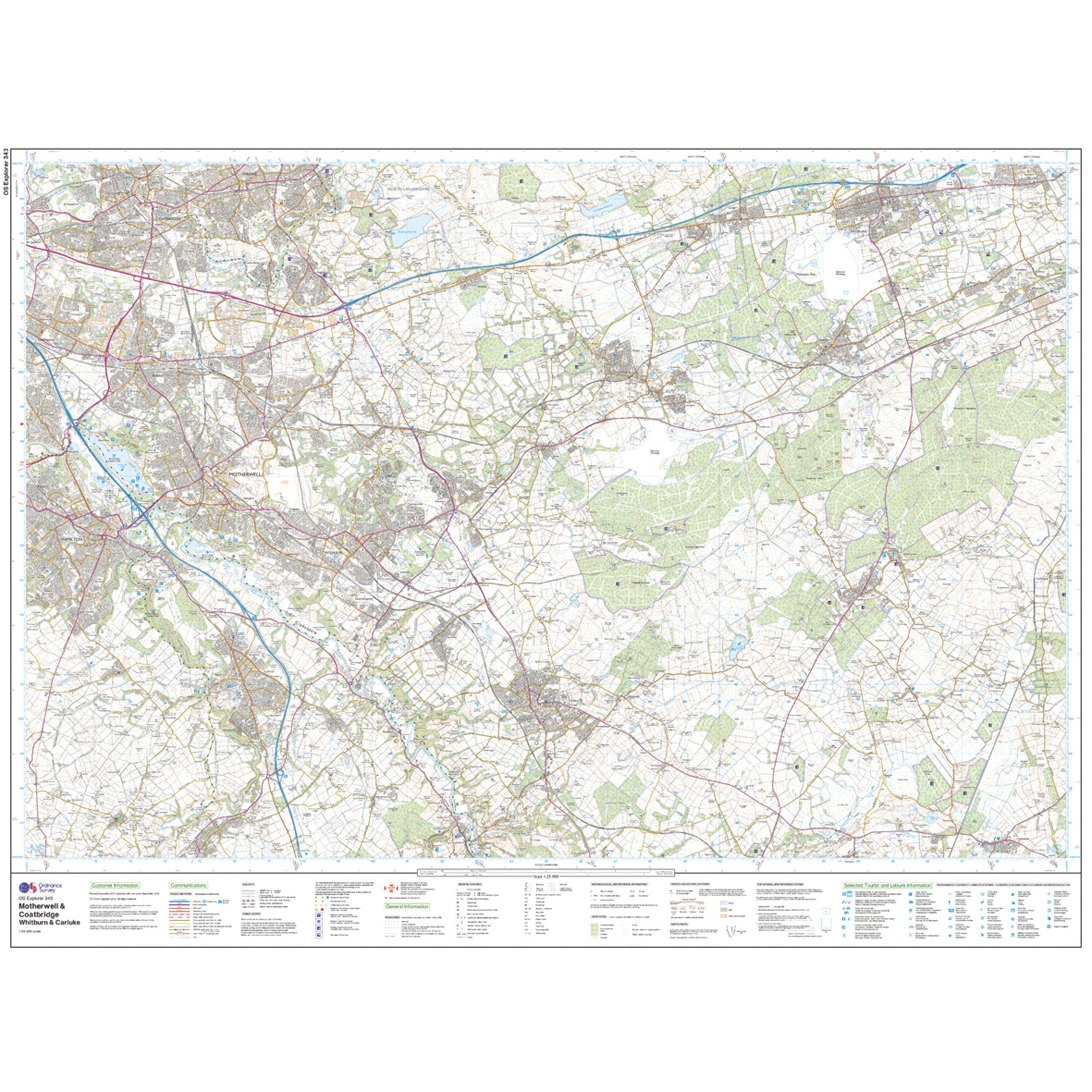 Explorer 343 Motherwell & Coatbridge Map With Digital Version