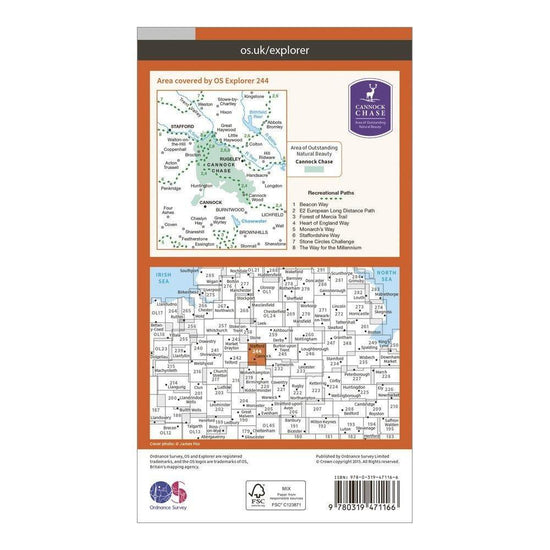 Explorer Active 244 Cannock Chase & Chasewater Map With Digital Version
