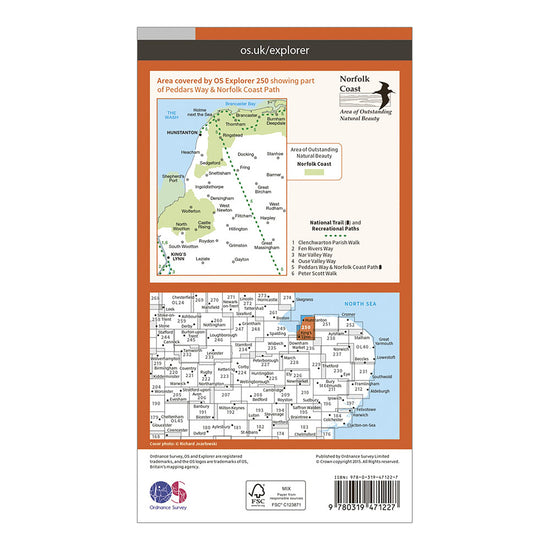 Explorer Active 250 Norfolk Coast West Map With Digital Version