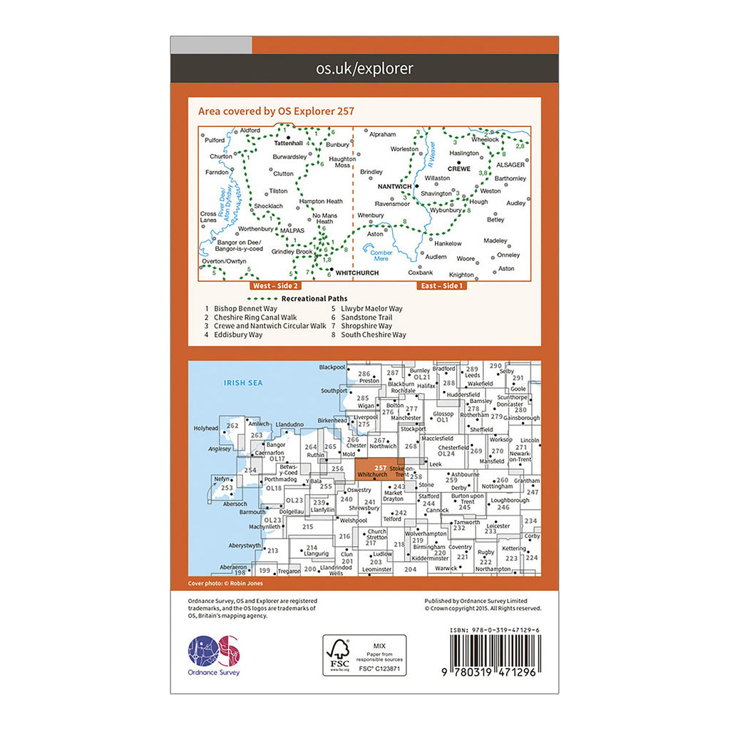 Explorer Active 257 Crewe & Nantwich Map with Digital Version