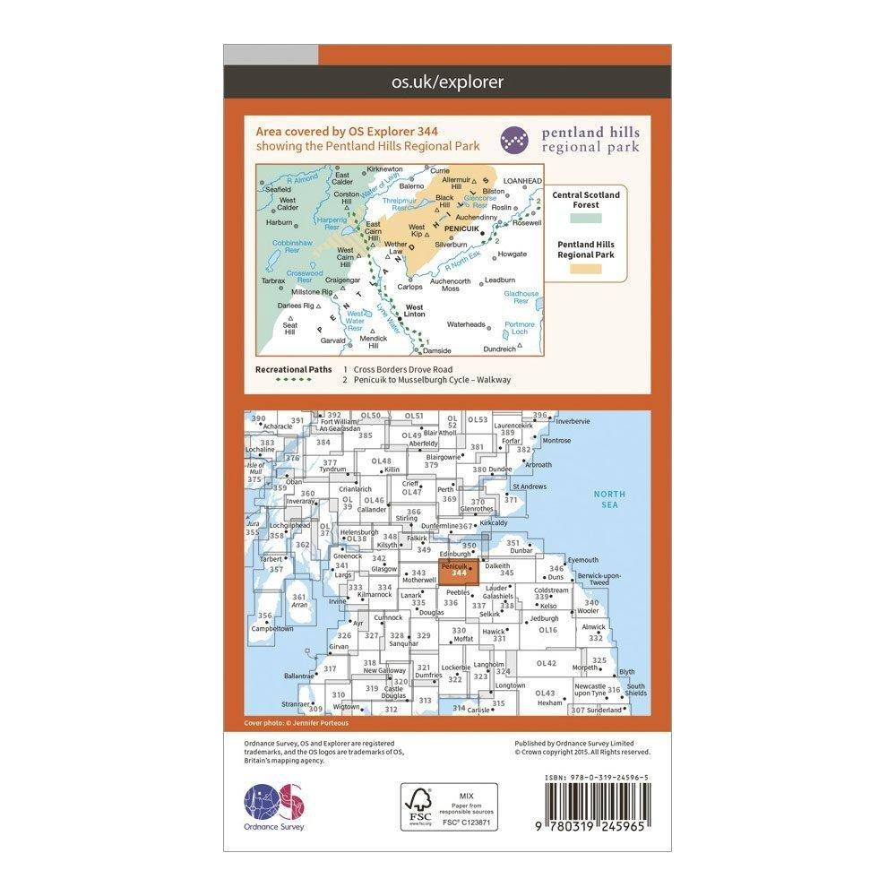 Explorer 344 Pentland Hills Map With Digital Version