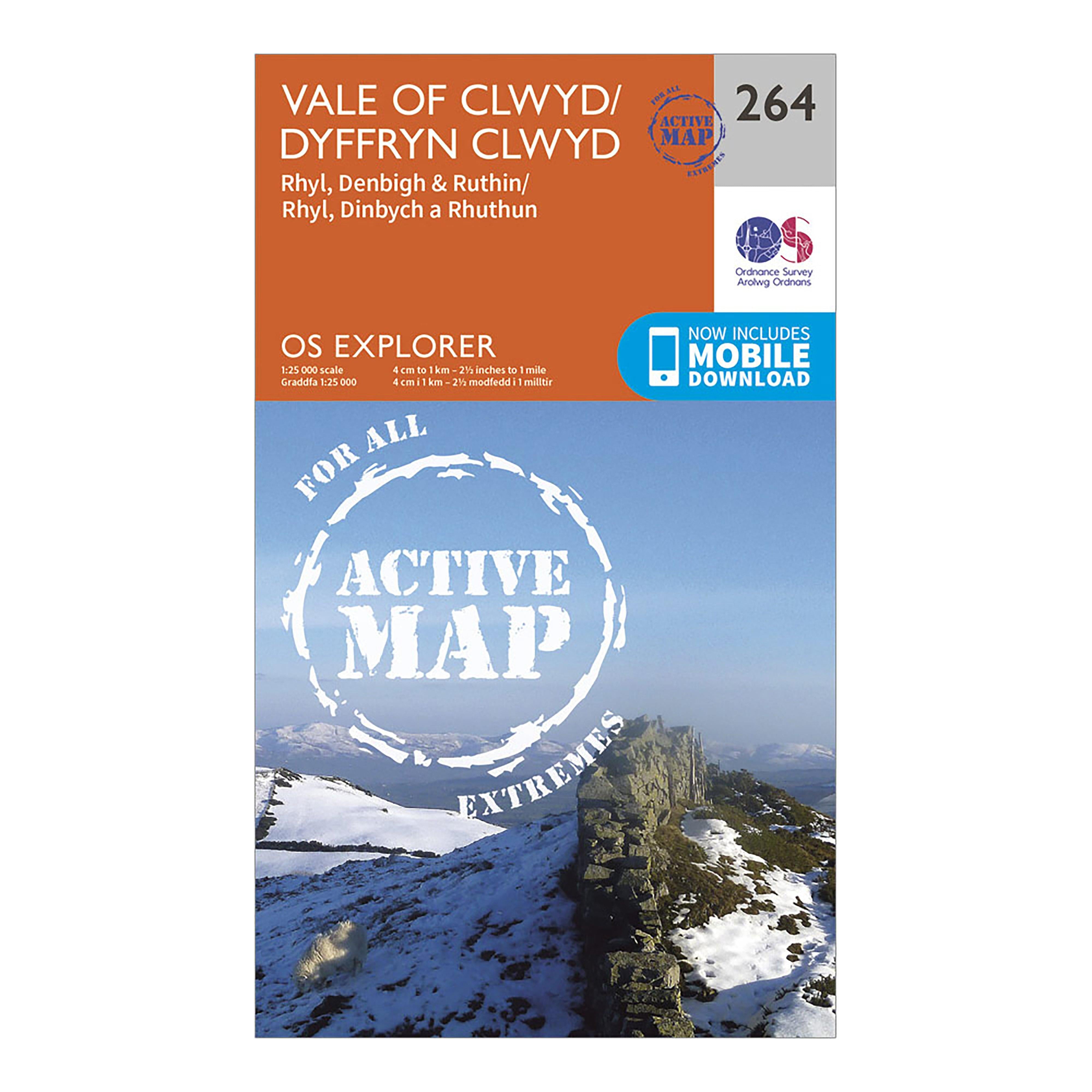 Explorer Active 264 Vale of Clwyd Rhyl Denbigh  Ruthin Map With Digital Version