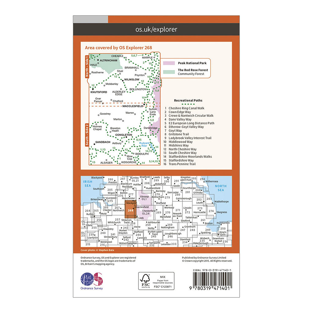 Explorer Active 268 Wilmslow, Macclesfield & Congleton Map With Digital Version