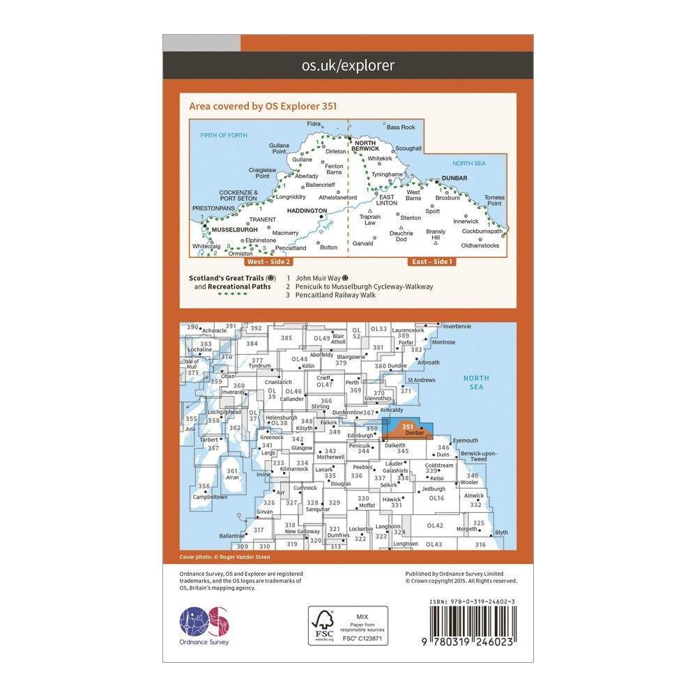 Explorer 351 Dunbar & North Berwick Map With Digital Version