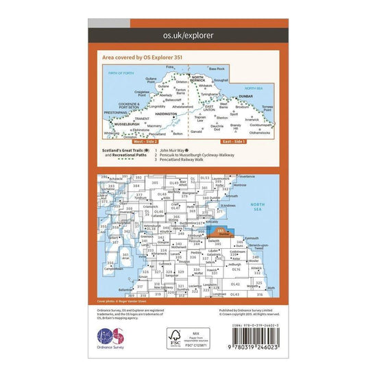 Explorer 351 Dunbar & North Berwick Map With Digital Version