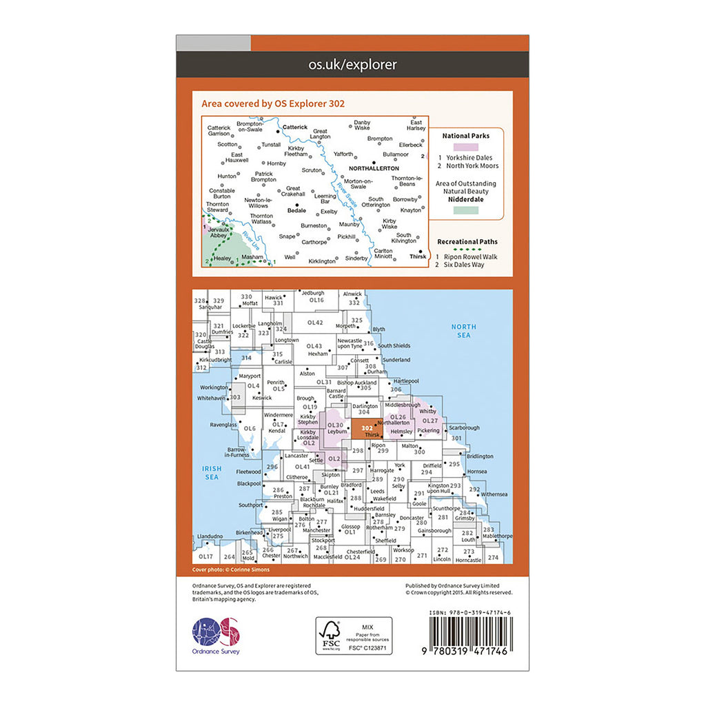 Explorer Active 302 Northallerton & Thirsk Map With Digital Version