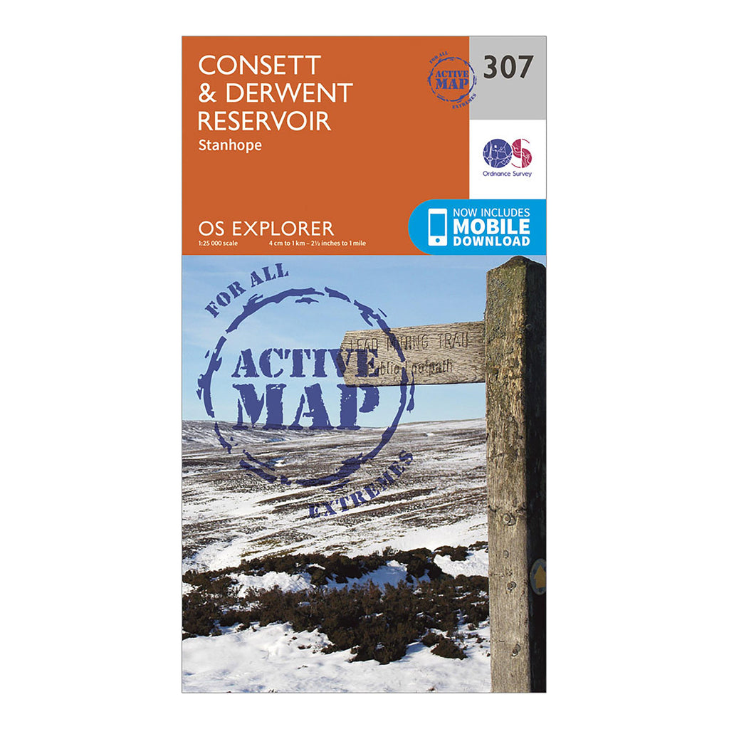 Explorer Active 307 Consett  Derwent Reservoir Map With Digital Version