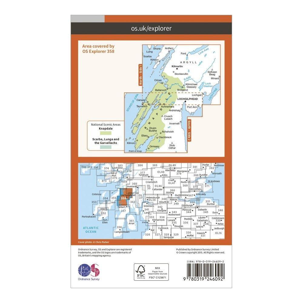 Explorer 358 Lochgilphead & Knapdale North Map With Digital Version
