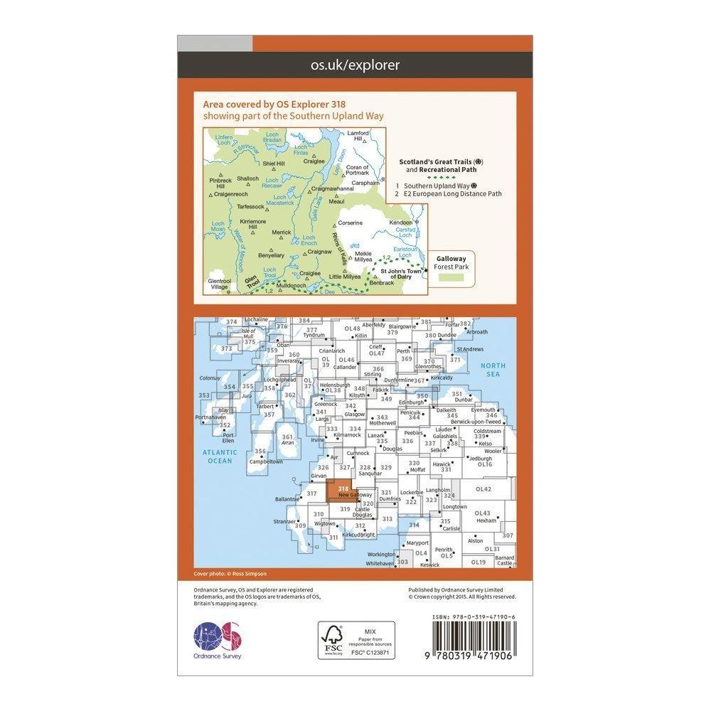 Explorer Active 318 Galloway Forest Park North Map With Digital Version
