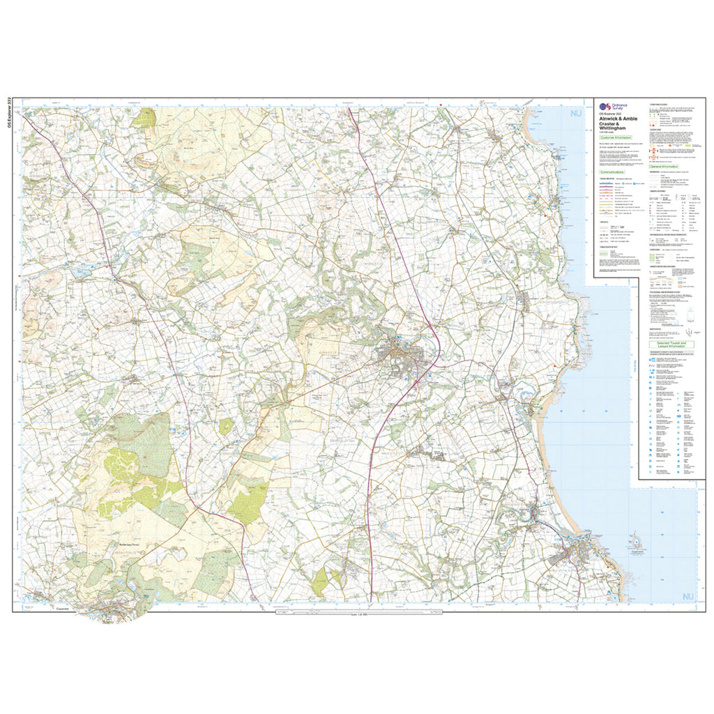 Explorer Active 332 Alnwick  Amble Map With Digital Version