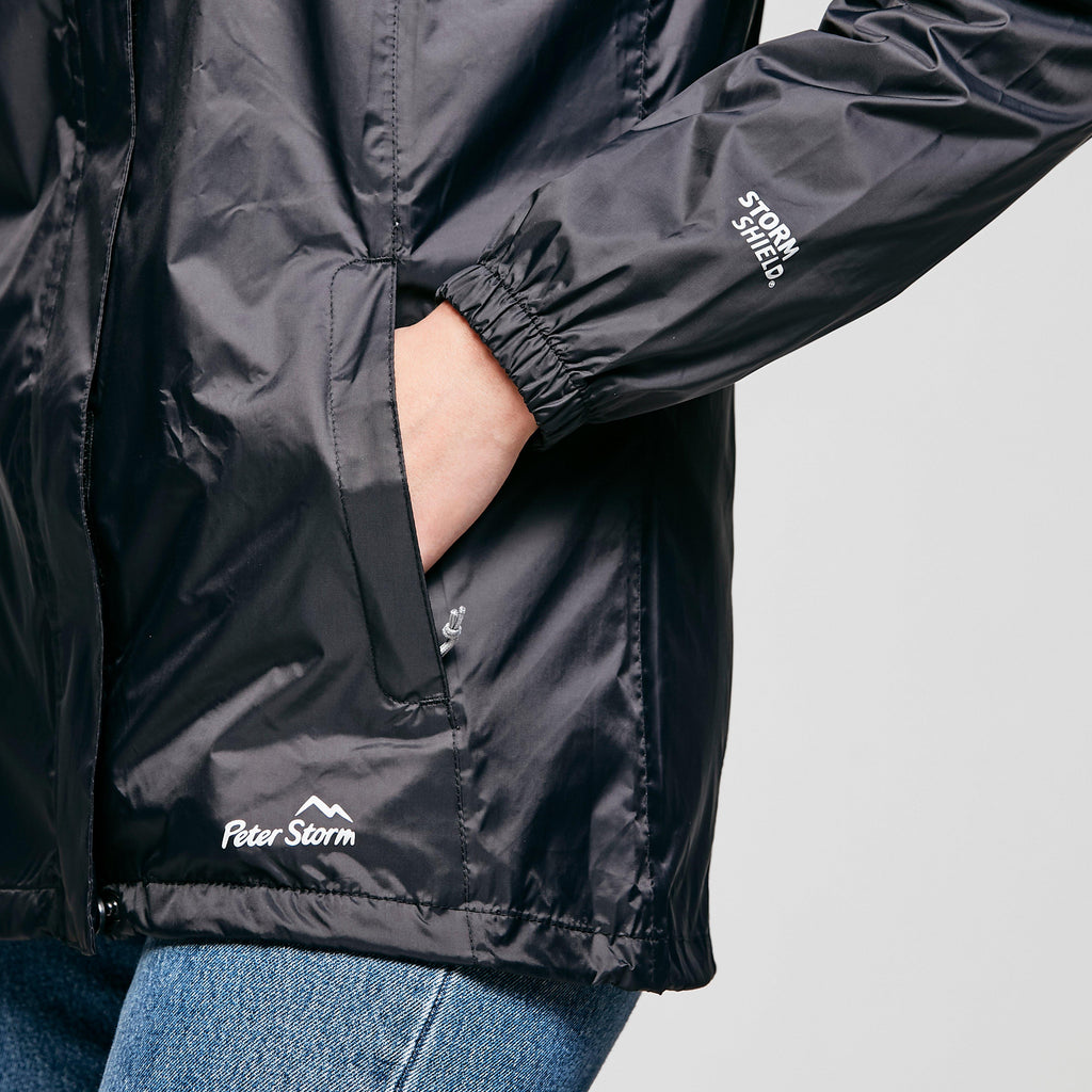 Womens Packable Hooded Jacket Black