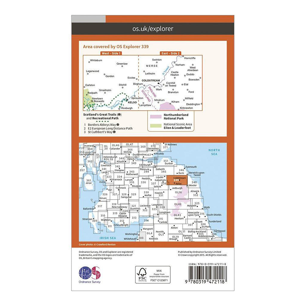 Explorer Active 339 Kelso, Coldstream & Lower Tweed Valley Map With Digital Version
