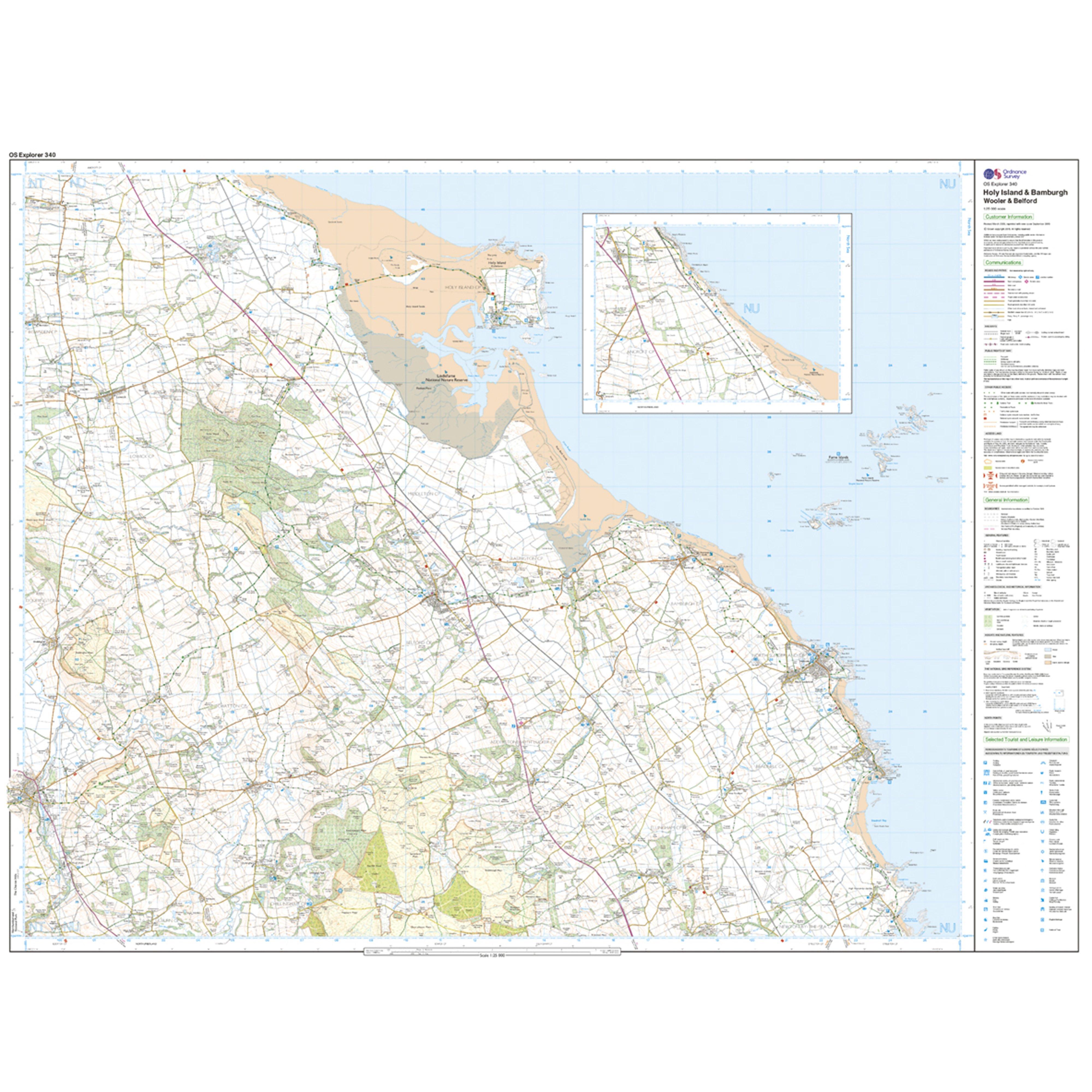 Explorer Active 340 Holy Island & Bamburgh Map With Digital Version