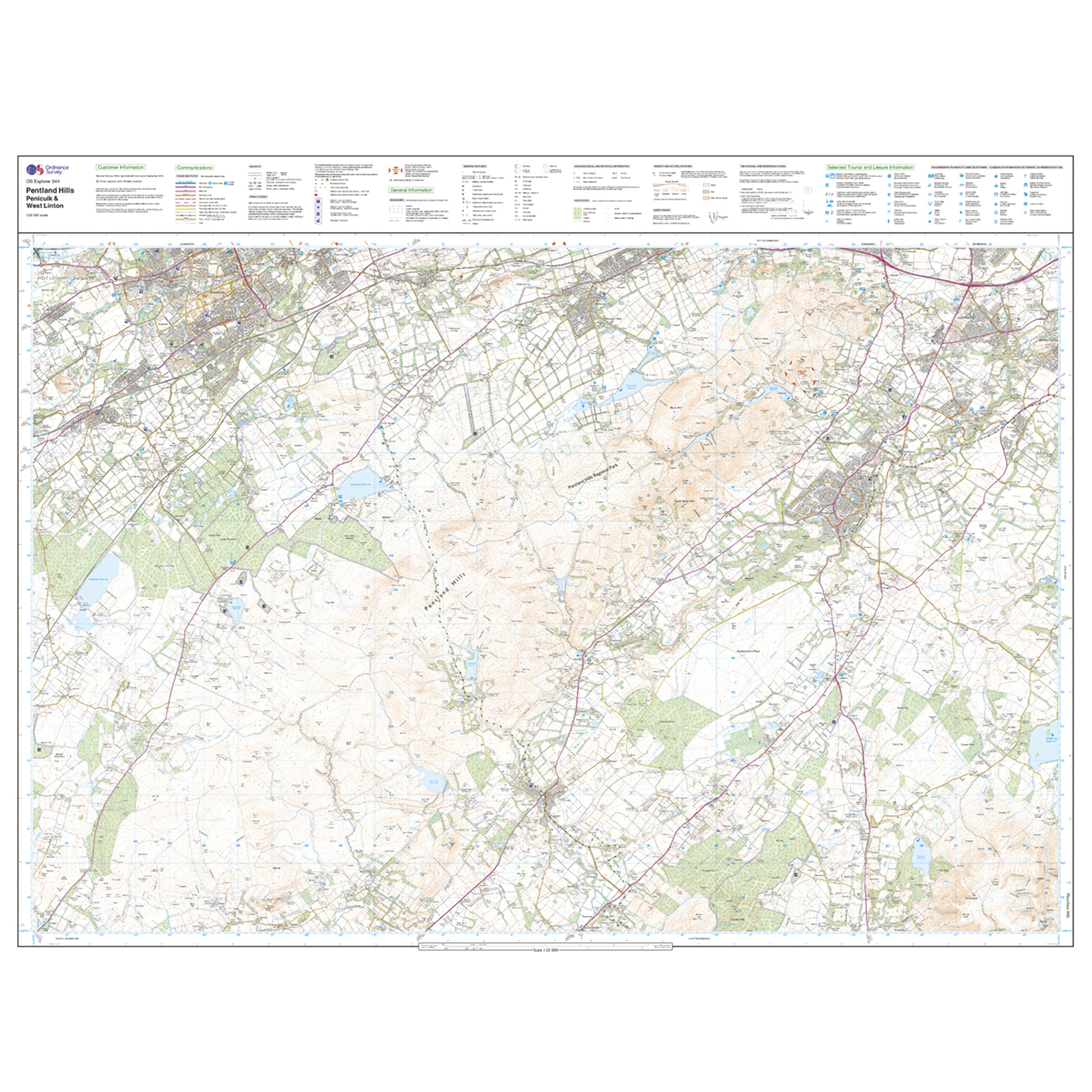 Explorer Active 344 Pentland Hills Map With Digital Version