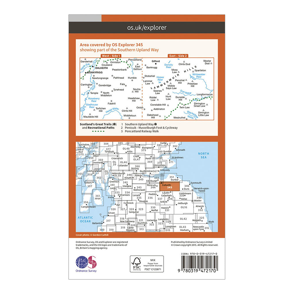 Explorer Active 345 Lammermuir Hills Map With Digital Version