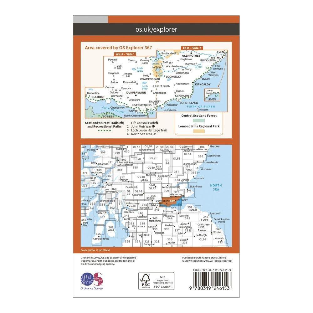 Explorer 367 Dunfermline Kirkcaldy  Glenrothes South Map With Digital Version