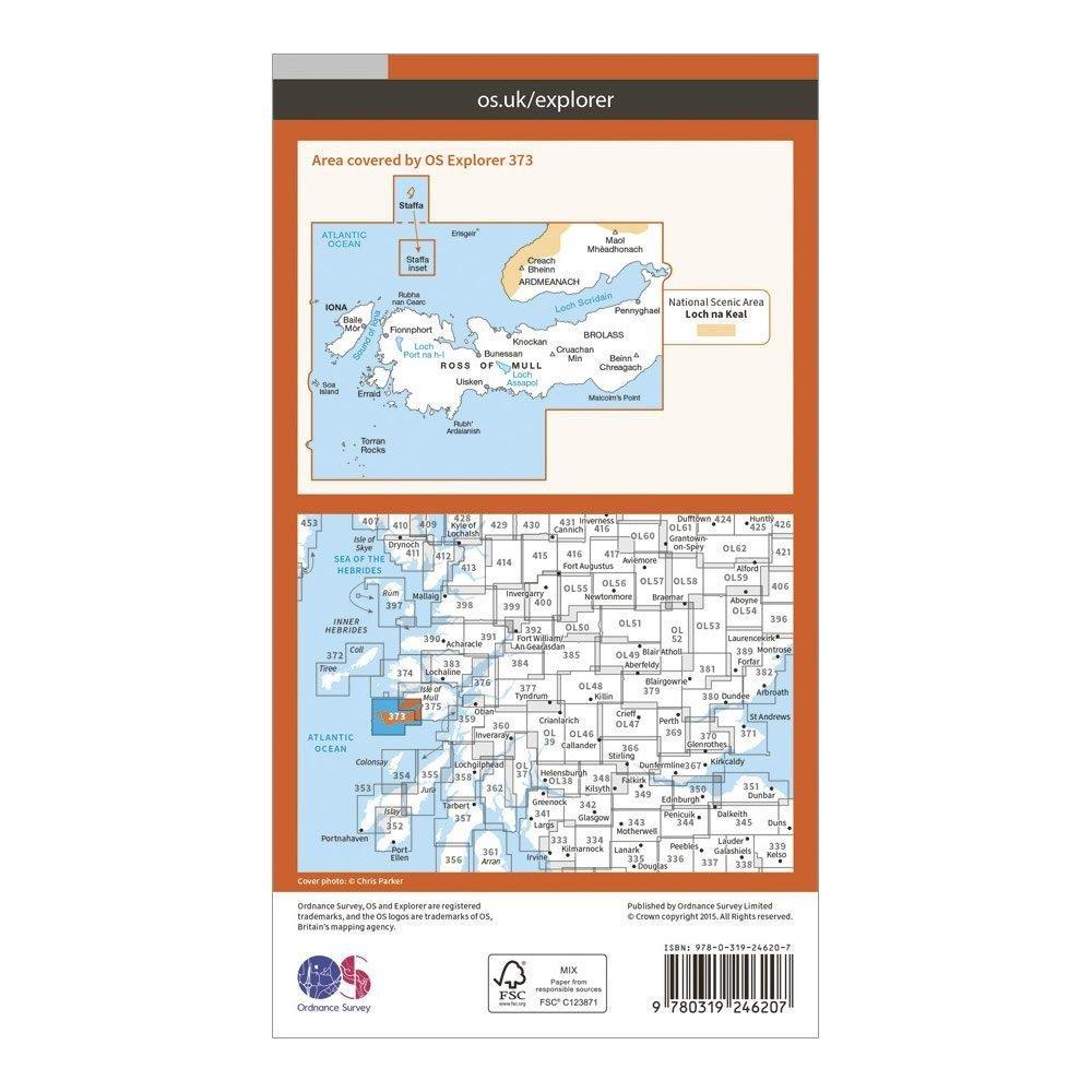 Explorer 373 Iona, Staffa & Ross of Mull Map With Digital Version