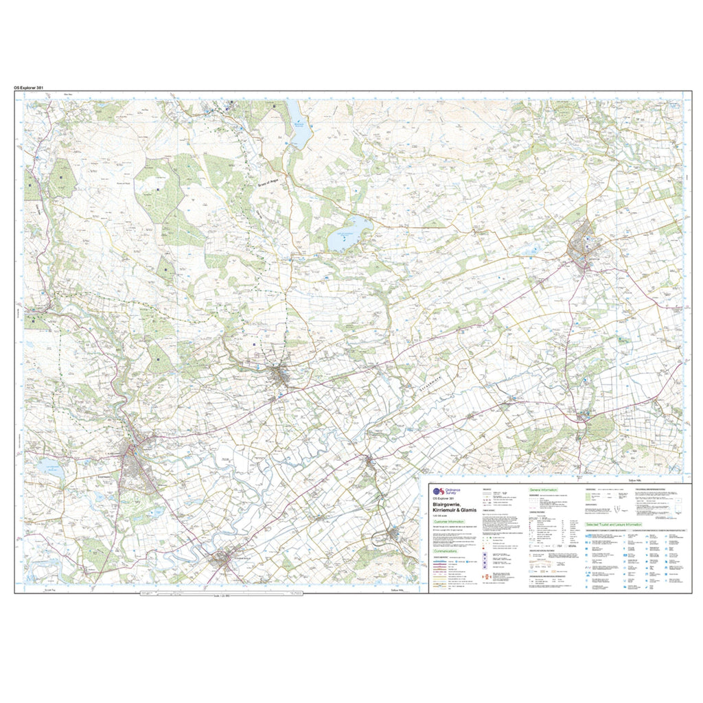 Explorer 381 Blairgowrie, Kirriemuir & Glamis Map With Digital Version