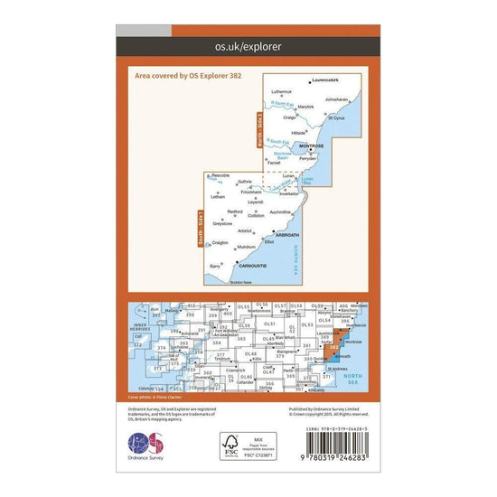 Explorer 382 Arbroath, Montrose & Carnoustie Map With Digital Version
