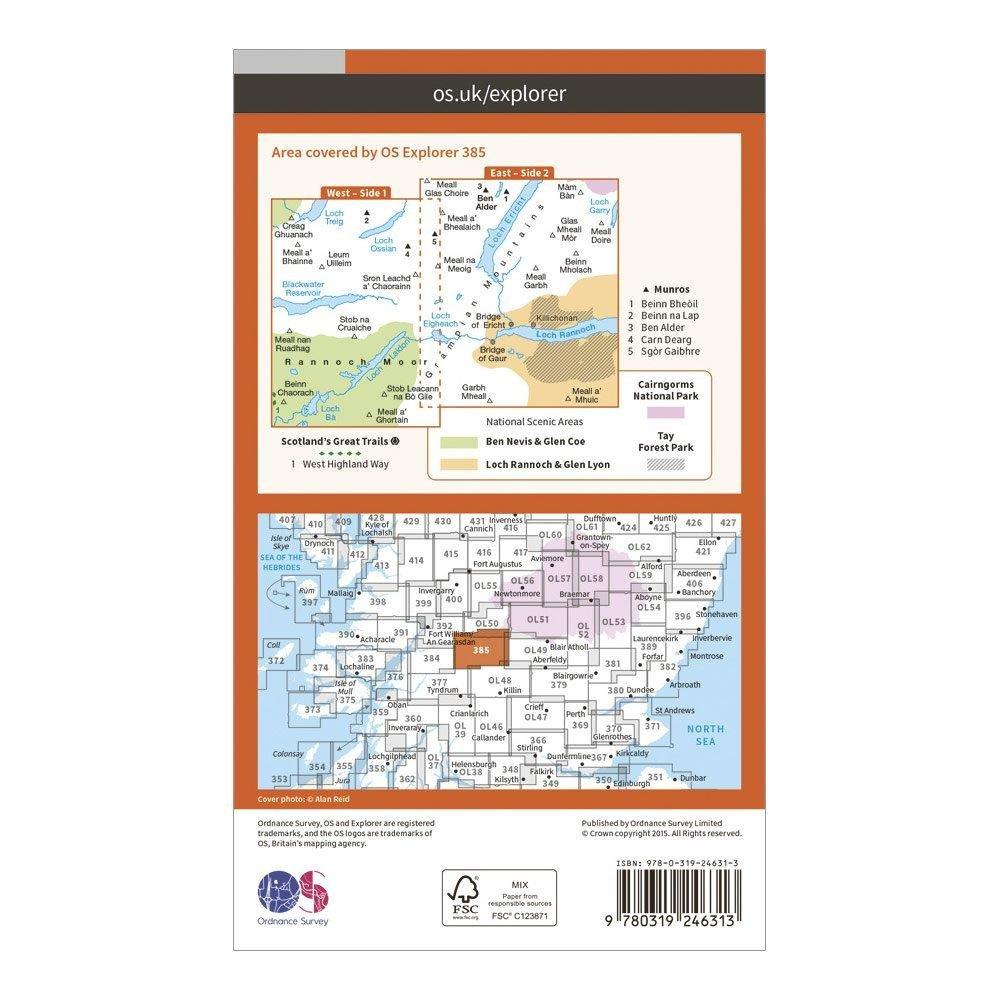 Explorer 385 Rannoch Moor & Ben Alder Map With Digital Version