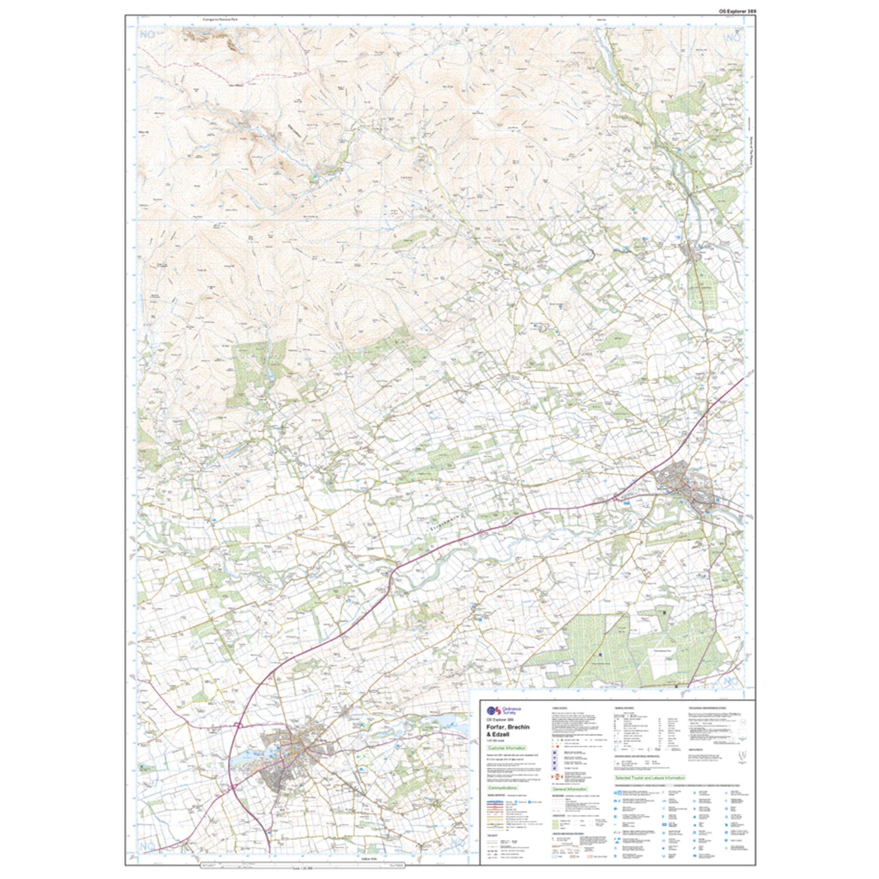 Explorer 389 Forfar, Brechin & Edzell Map With Digital Version