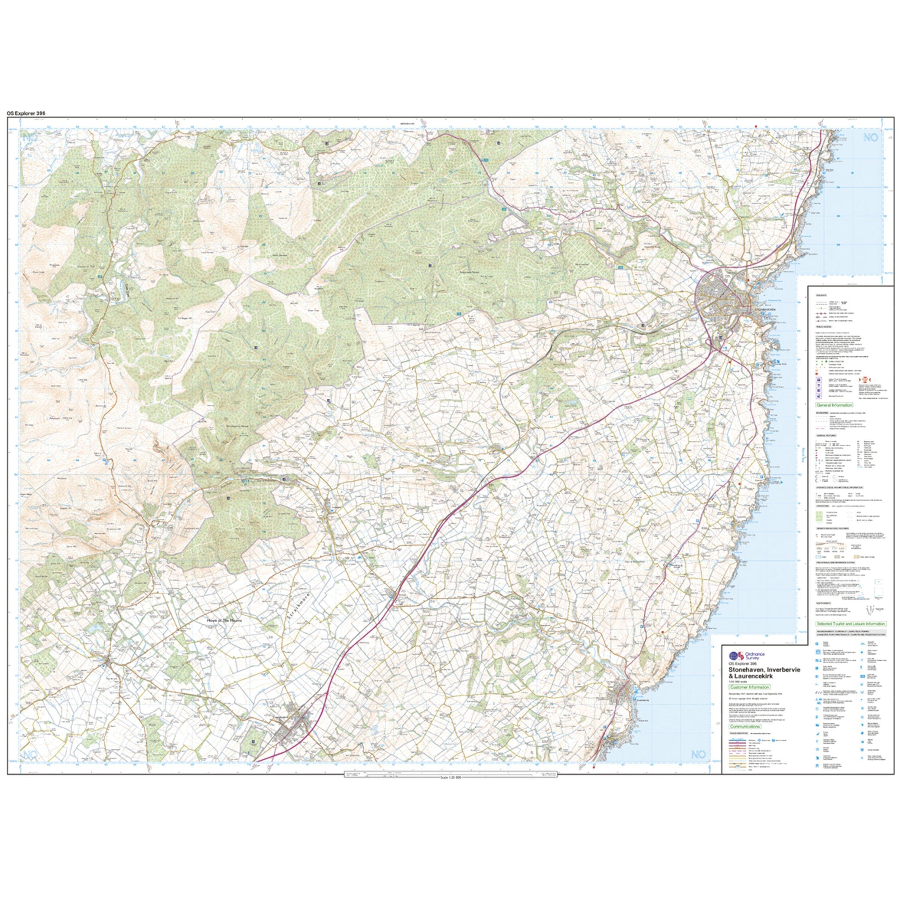 Explorer 396 Stonehaven, Inverbervie & Laurencekirk Map With Digital Version