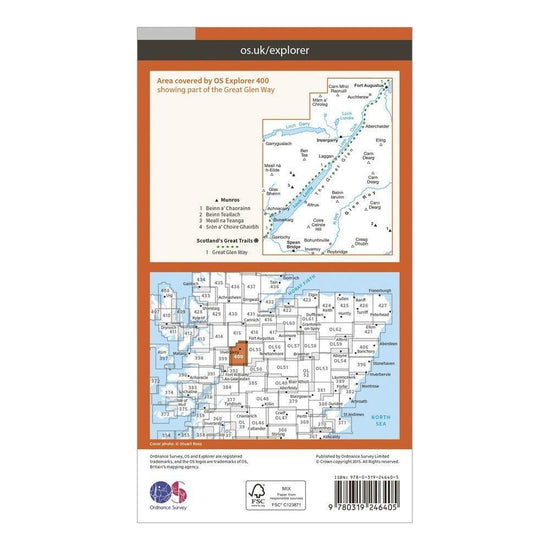 Explorer 400 Loch Lochy & Glen Roy Map With Digital Version