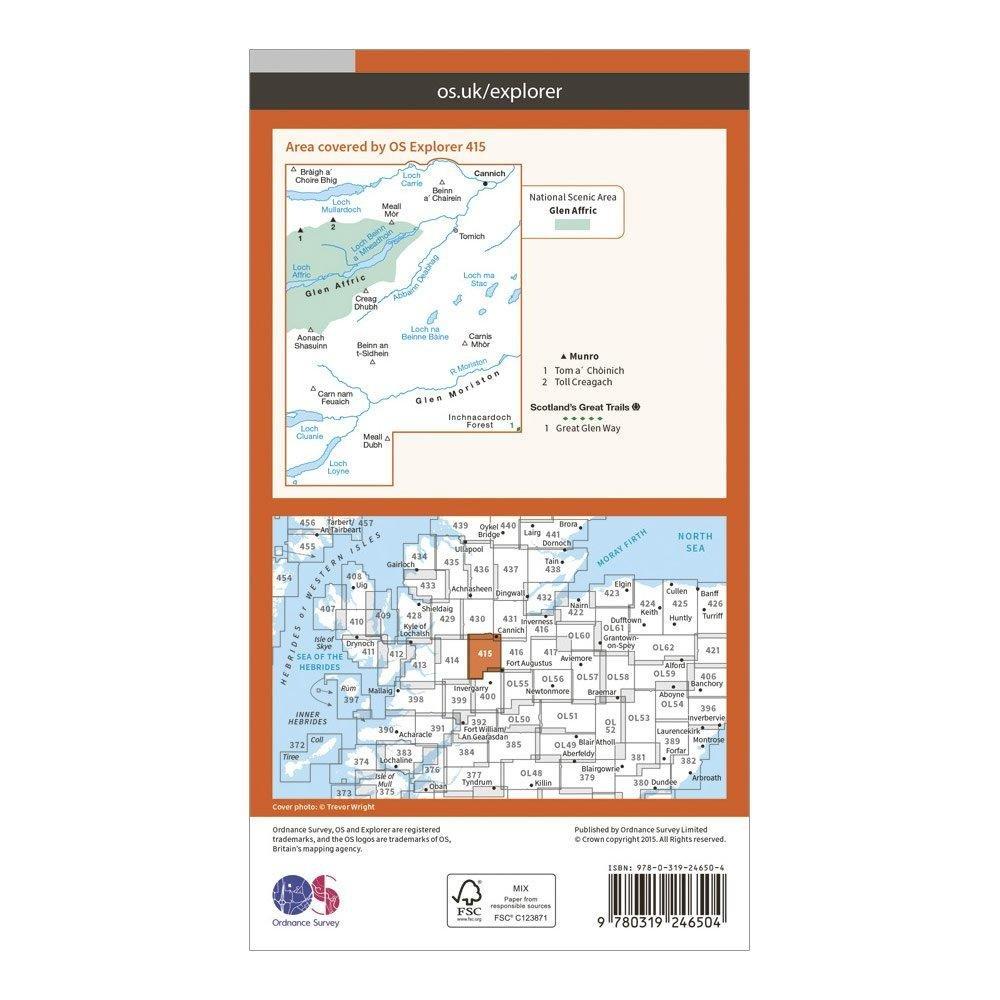 Explorer 415 Glen Affric & Glen Moriston Map With Digital Version