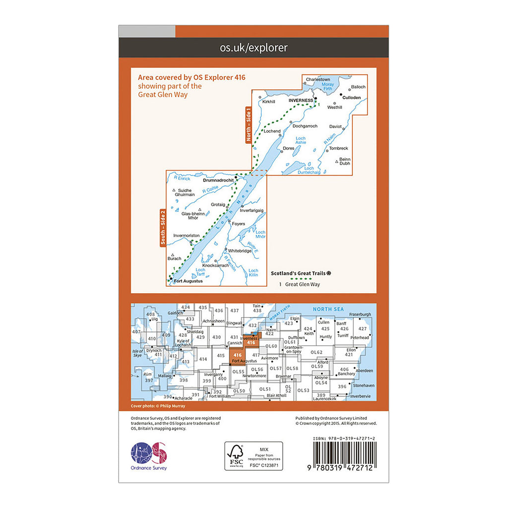 Explorer Active 416 Inverness, Loch Ness & Culloden Map With Digital Version