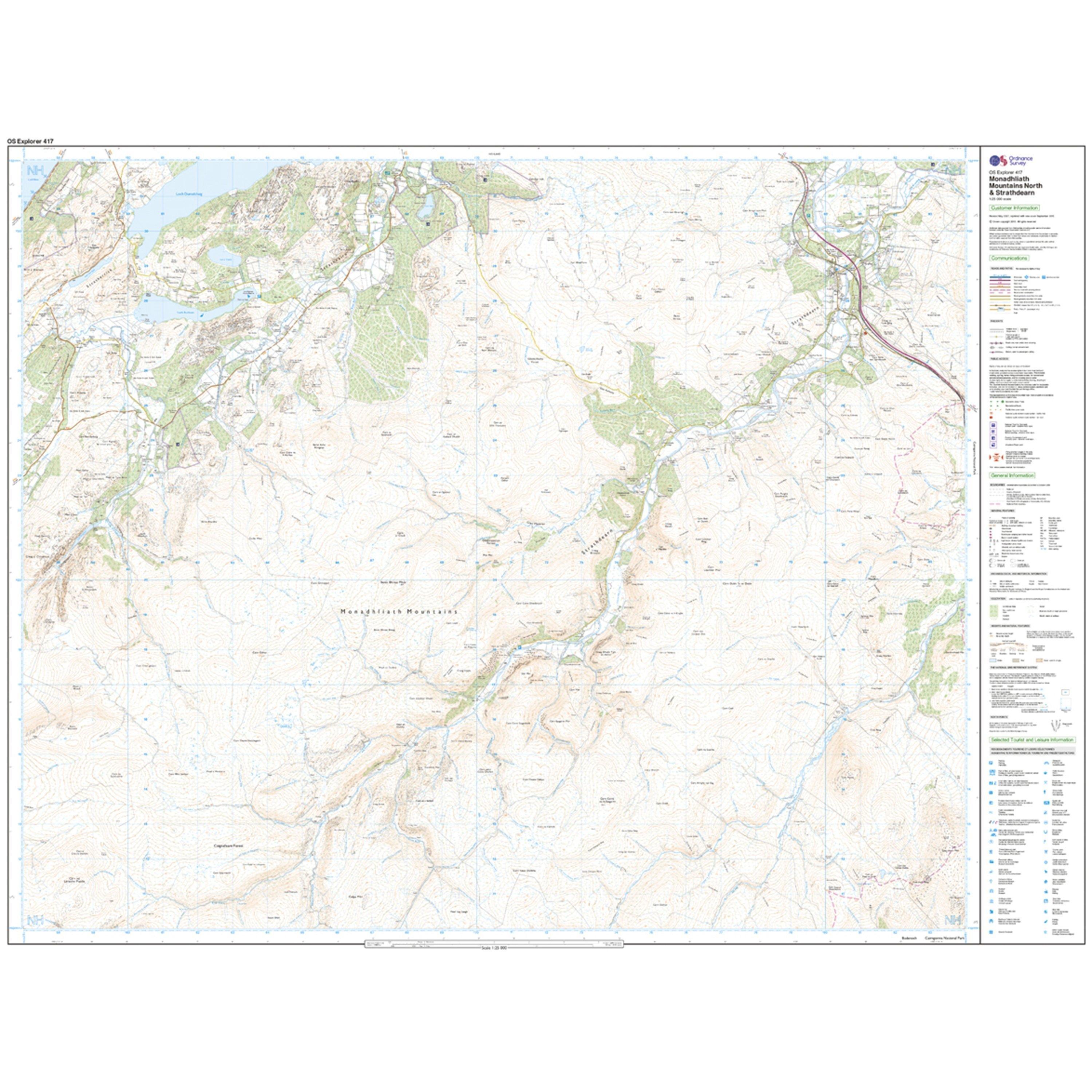 Explorer 417 Monadhliath Mountains North  Strathdearn Map With Digital Version