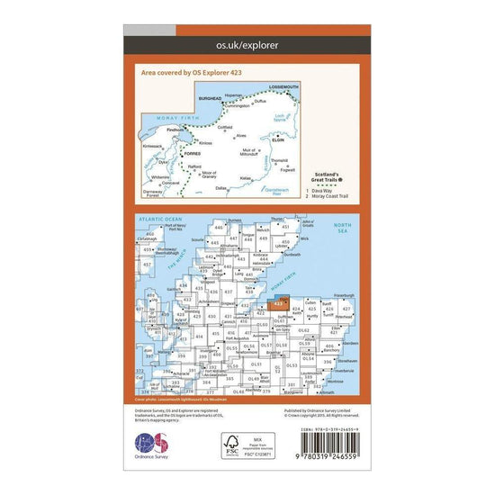 Explorer 423 Elgin, Forres & Lossiemouth Map With Digital Version