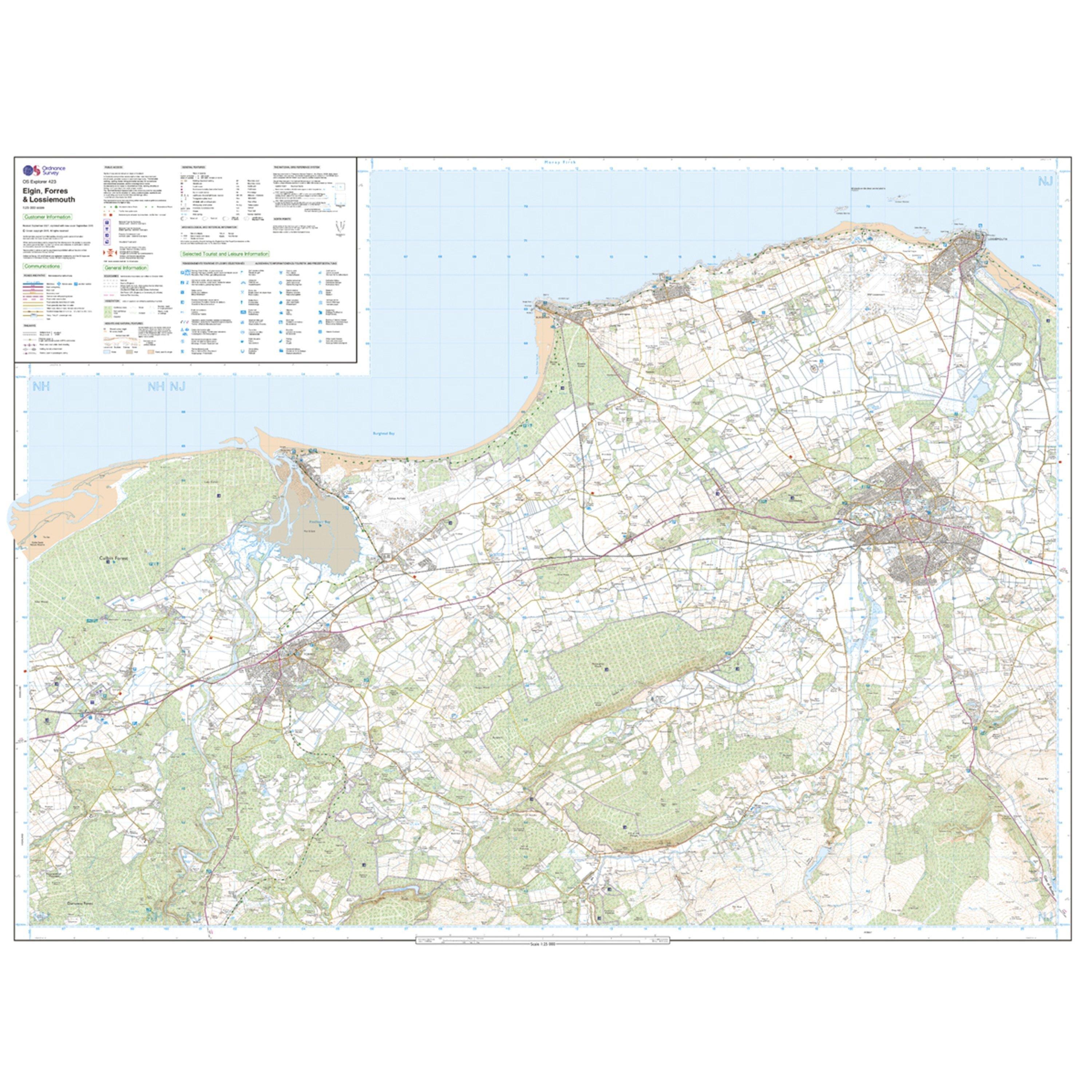 Explorer 423 Elgin, Forres & Lossiemouth Map With Digital Version