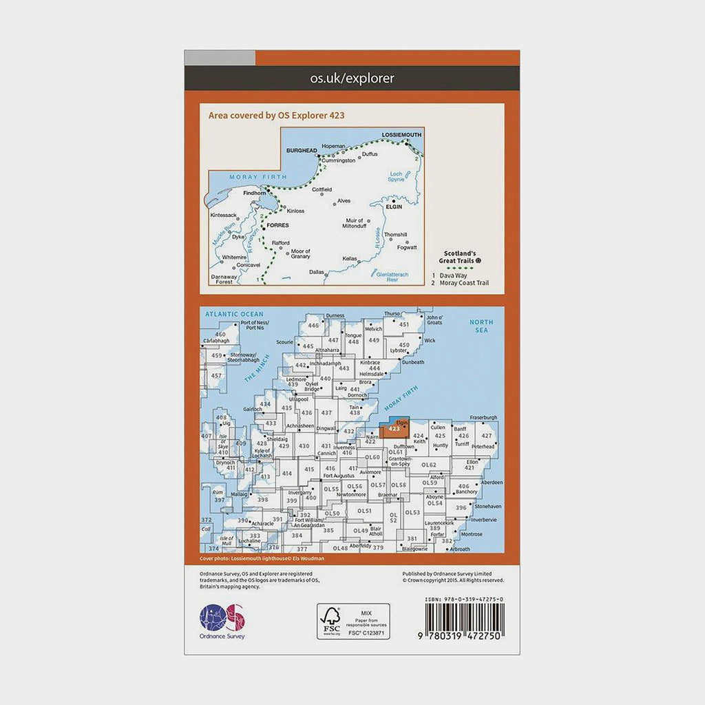 Explorer Active 423 Elgin, Forres & Lossiemouth Map With Digital Version